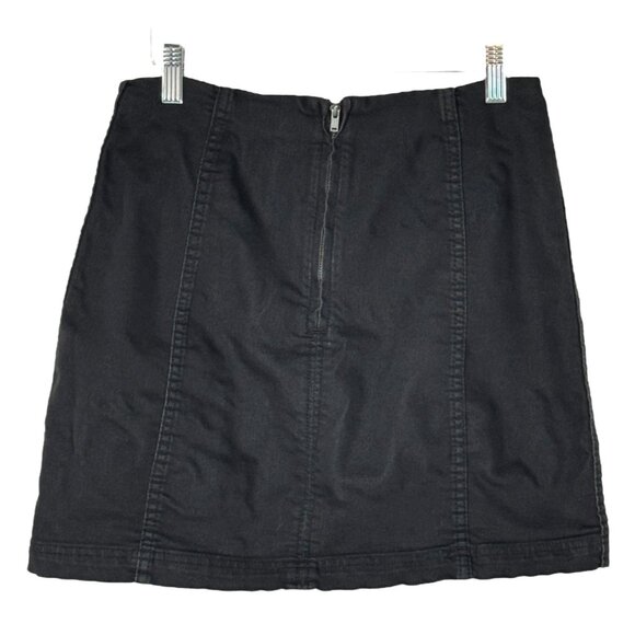 Free People Womens Black Cotton Blend Mini Skirt Size 8 With Back Zipper Closure - Picture 2 of 5